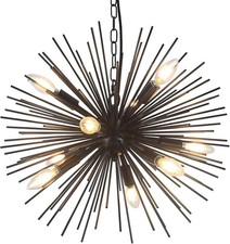 20" Black Sputnik Chandelier Vintage 9-Light Modern Starburst Chandelier Light F