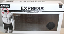 EXPRESS 4-PACK BLACK FLY FRONT LUXE COTTON BOXER BRIEFS SIZE SMALL 28-30" NEW