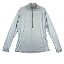 Under Armour HeatGear Loose Fit 1/2 Zip Shirt Womens XL Blue LS Lightweight Logo