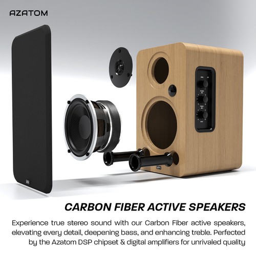 Bookshelf Speaker with Bluetooth, HDMI, Optical, RCA - AZATOM Equinox 2 M4 Oak - Picture 5 of 9