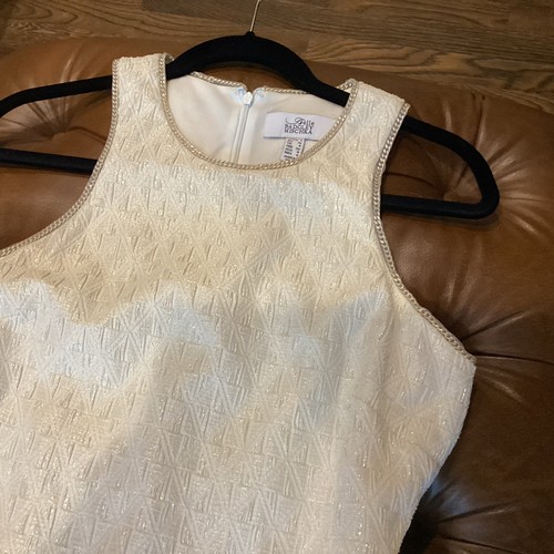 BELLE BADGLEY MISCHKA Dress Womens Sz 4 Champagne Gold Chain Trim Sheath - Picture 3 of 8