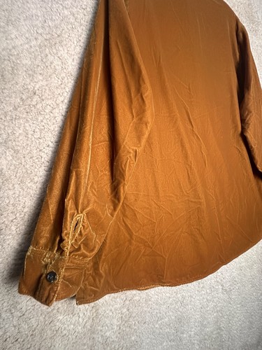 Soft Surroundings Button Down Blouse Women Sz 1X Mustard Yellow Velvet Top Fall - Picture 7 of 17