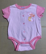 Vtg 2004 Infant Snap One Piece Bodysuit Pink Care Bears 0-3 Mo Baby Newborn Girl