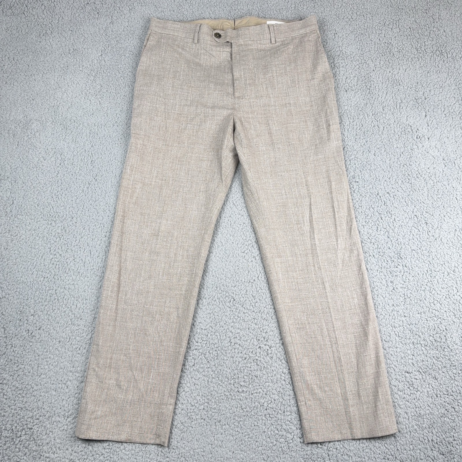 Banana Republic Men's 34x29 Tessuti di Sondrio Tan Flat Front Dress Chino Pants