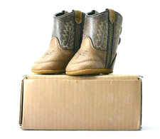 Old West 10102 Infant Tan Vintage Crackle Shaft Foot/Brown Size 1.0 Boots