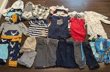  25 Piece Bundle Lot Boys 6M Carter's Mix Fall Pants Shirts Hoodie Sleepers