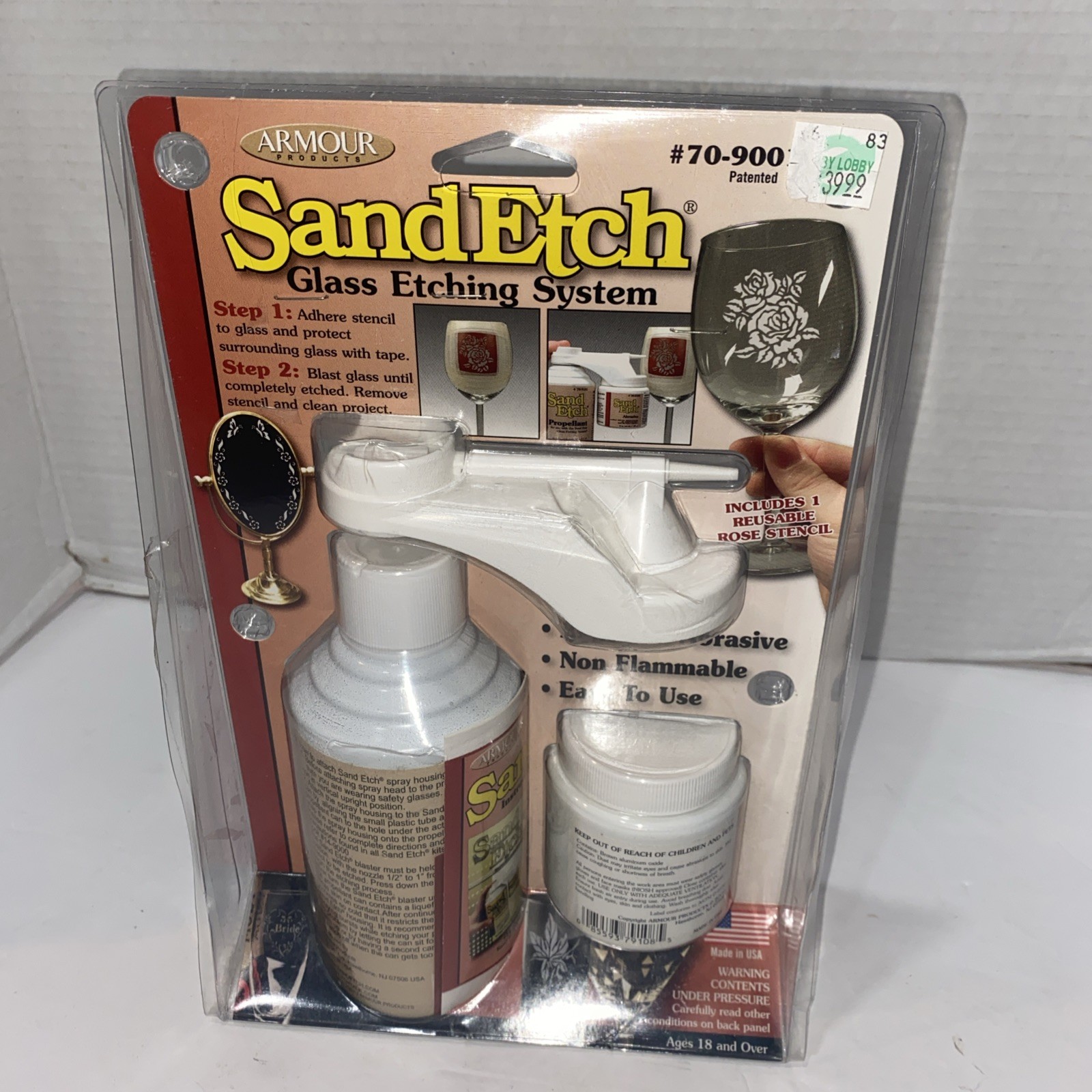Armour Products Sand Etch Kit 70-9001 Glass Etching System NEW Old Stock