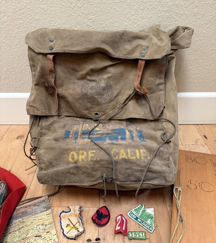 Vintage 1950s Huge Boy Scout BSA Lot Patches Scrapbook Hat Shirt Photos Backpack - Picture 8 of 21