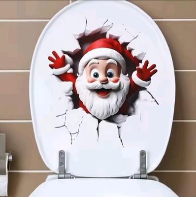 Christmas Snowman Toilet Sticker Xmas Bathroom Decor Navidad Natal New Year Gift