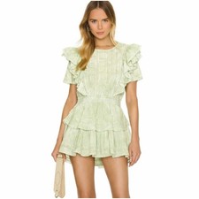 LoveShackFancy Hand Dye Moss Green Natasha Mini Dress Size L Fairycore Cottage