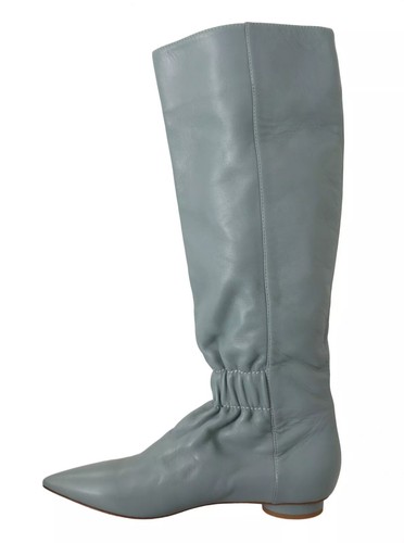 Botas Altas De Cuero Azul Valentino Para Mujer, Planas, Con Elástico, De Ponerse - Imagen 2 de 6