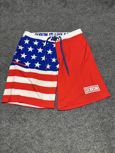 Pantaloncini da tavola Dixxon usati bandiera americana tronchetti uomo 34 11" cuciture interne - Foto 1 di 9