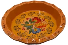 Coldwater Creek Clay Works Posy Oven Pie Plate 10 1/2" Colorful