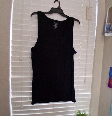 Goodlife Men's Black Solid Tank Top Undershirt, Size L Regular
