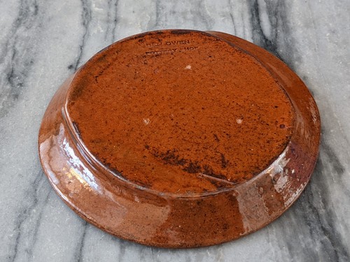 Ben Owen Pottery Shop Glazed Redware? Brown Clay Crimped Folk Art Plate Dish - Picture 6 of 22