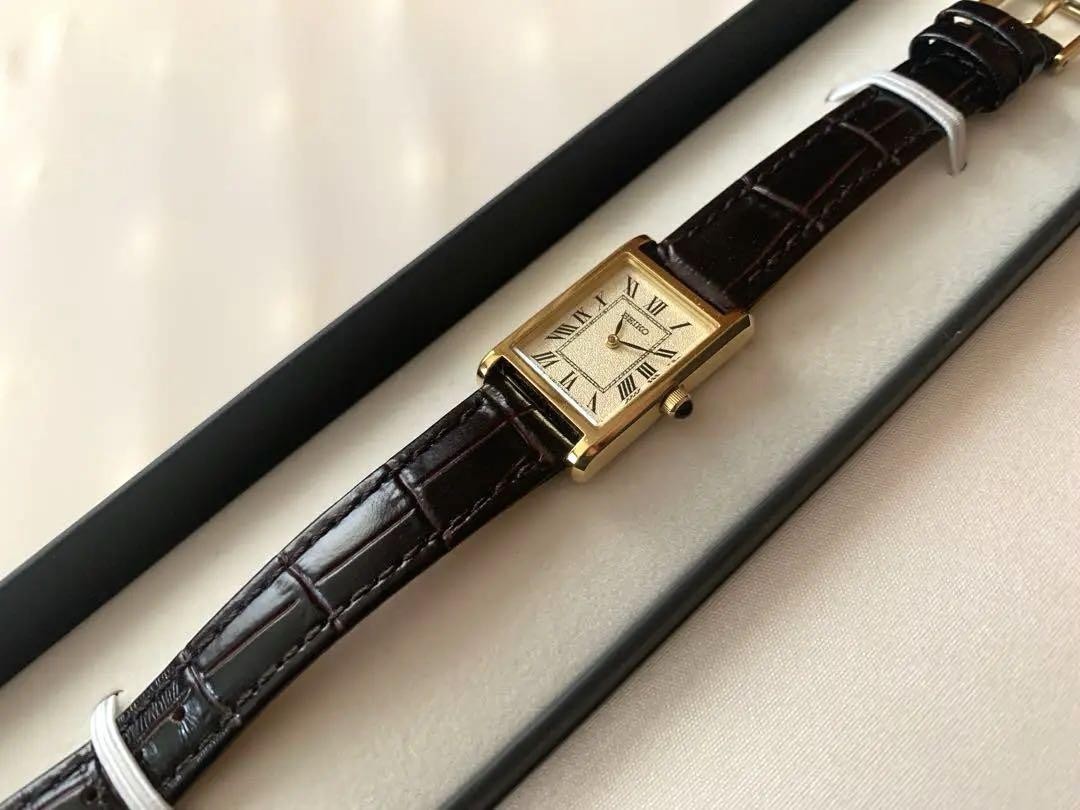 SEIKO 腕時計 レディース ダークブラウン SSEH002 Seiko SSEH002 Ladies Gold Case Brown Leather Watch with
