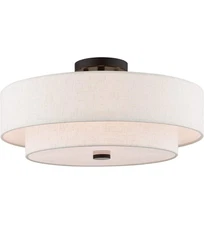 Livex Lighting 51085-92 4-Light Semi Flush Mount Ceiling Fixture with Oatmeal...