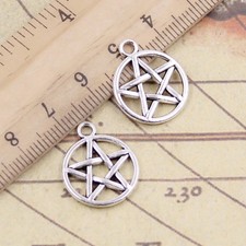 20pc Star Pentagram Charms 19x16mm Tibetan Bronze Silver Pendant DIY Jewelry