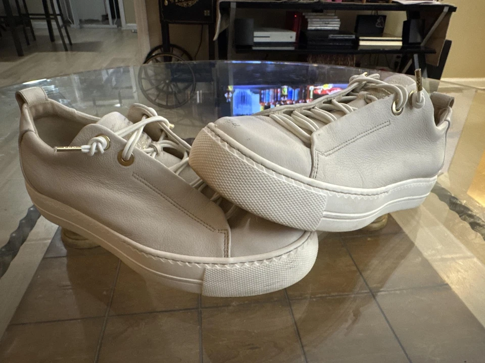 Zapatos Paul Green Para Mujer Talla 6.5 Beige Cuero Parte Superior Baja Con Cordones Tenis Informales Foto 2 de 4