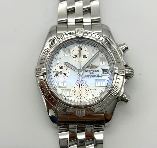 Breitling Chrono Cockpit A13358 MOP Roman Dial 39.5mm Full Set...