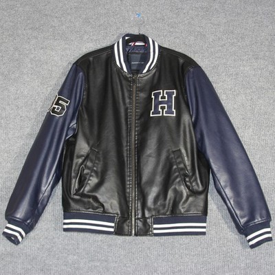 Tommy Hilfiger Letterman Jacket Mens Large Blue #85 Retro Quilt Lined College