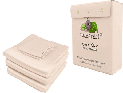 Eucalyptus Tencel Queen Bed Sheet Set - Ultra Soft & Cooling - Champagne