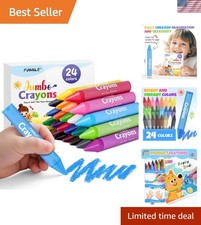 24 Pack Jumbo Crayons for Toddlers - Washable  Non-Toxic Art Supplies