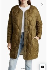 Mother Reversible Olive Green Quilted & White Sherpa Fleece Cocoon Jacket Size L