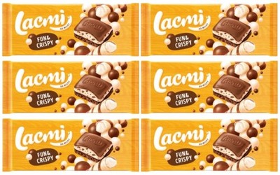 6x Lacmi Aerated Milk Chocolate Rice Crisps 85g Crunchy Sweet Candy Treat