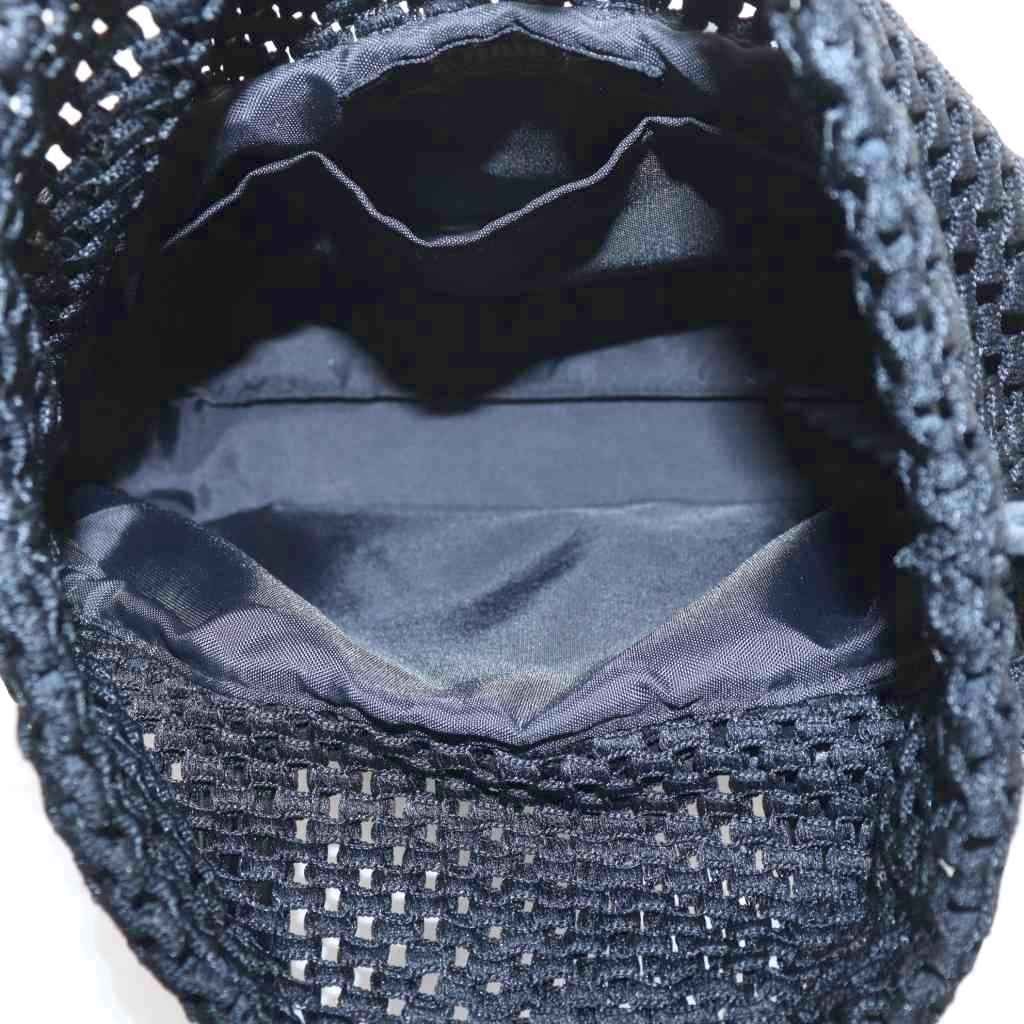 FEILER Handbag Drawstring Floral Pattern Black AN… - image 6