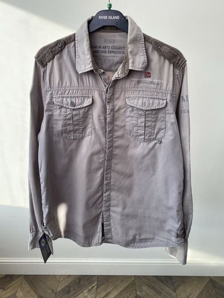 Men Napapijri Shirt White Cotton 40