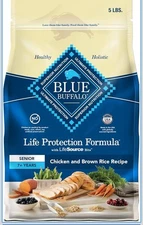 Blue Buffalo  Formula Senior 7 Year plus  Dog Food, Chicken & Brown Rice 5LB