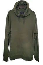 Scotch & Soda Hoodie Mens XXL Olive Green Side Zip Pullover Sweatshirt
