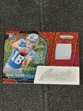 2025 Panini Prizm Football ISAAC TeSLAA Rookie Patch Auto Red Shimmer #/35