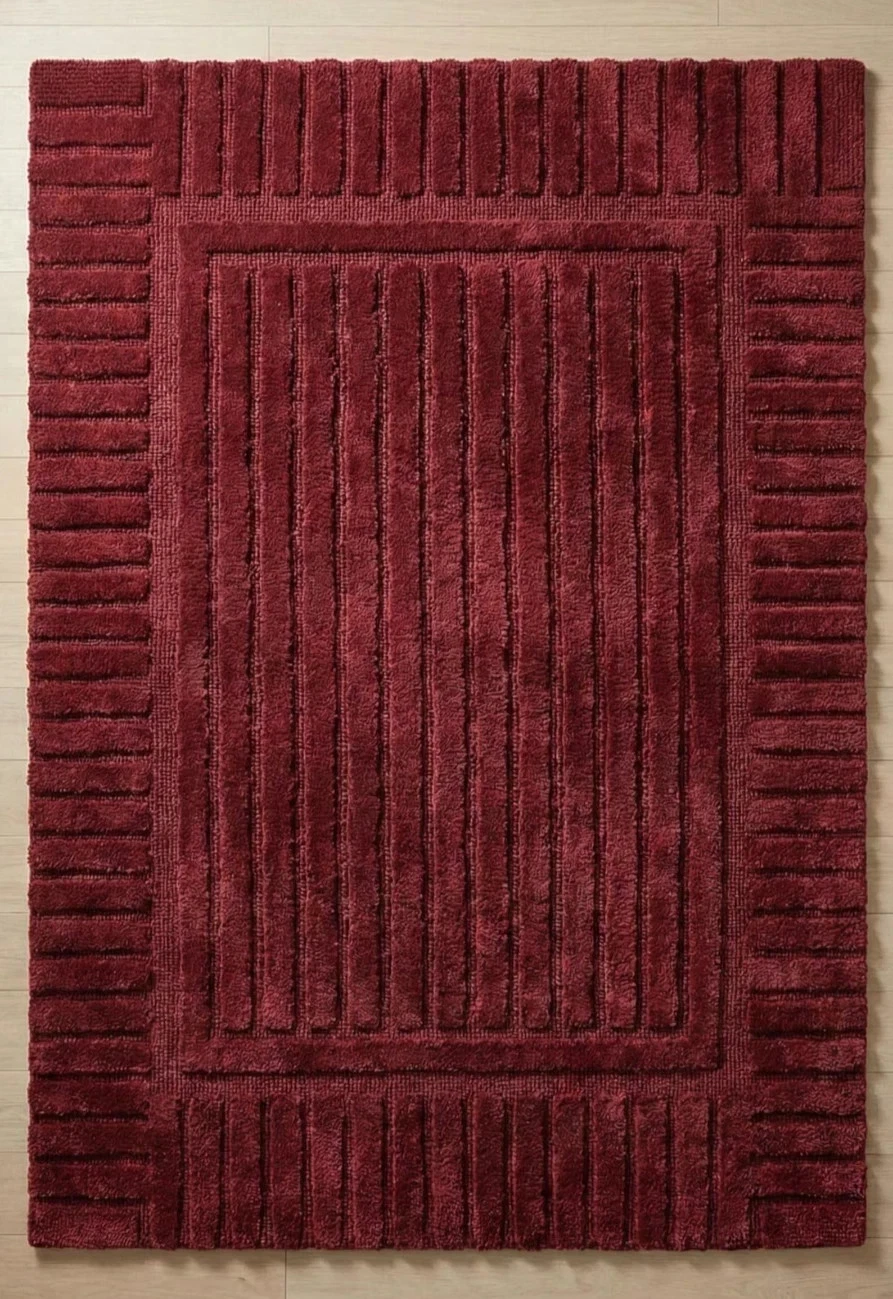 Hand Tufted Wool Rug Burgundy Textured Modern Area Rug High-low Pile Design 8x10
Opens in a new wind