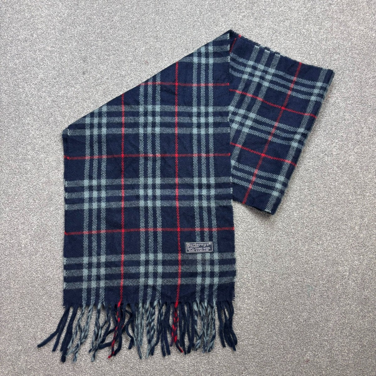 Burberry London Scarf 56x11 Inches Blue Made England Nova Check
