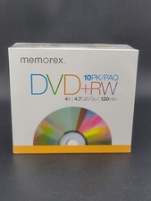 MEMOREX DVD RW 10 Pack 4X 4.7GB 120min Recordable Rewritable Discs NEW Sealed
