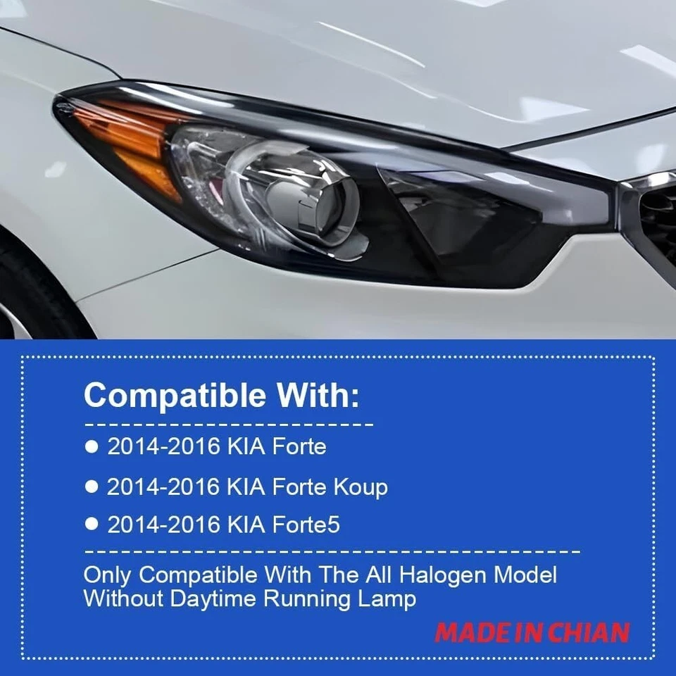 Par de montaje de faros halógenos sin LED L+R para Kia Forte Koupe LX EX 2014-2016 Foto 4 de 4