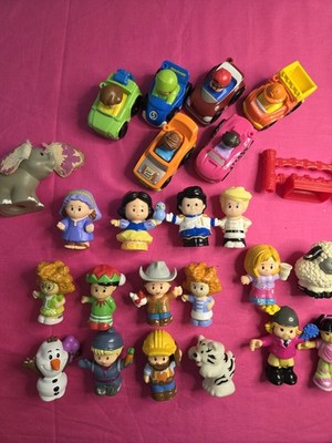Lot Of 6 Fisher Price Little People Wheelies Cars & People Lot
