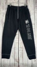 Nike Jogger Pants Mens Size Medium Black Just Do It Fleece Sweatpants Streetwear