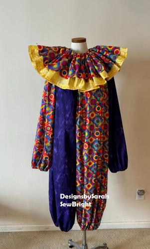 Handmade Adult CLOWN COSTUME Size L XL Halloween Spirit Rainbow Not Scary New