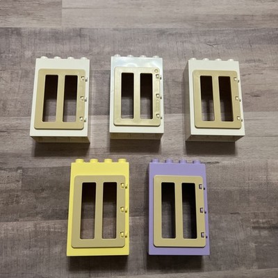 Lego Duplo LARGE DOOR WINDOW PANE UNIT Building Block 2x4x6 Lot White, Purple, Y