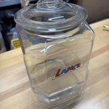 VINTAGE 12” STORE COUNTER LANCE CRACKER JAR WITH GLASS LID mint 