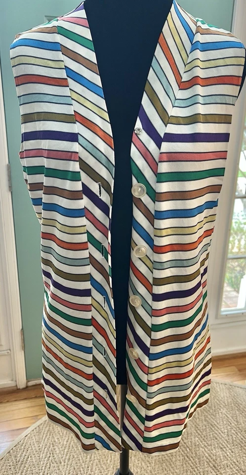 Blusa sin mangas multicolor vintage de mujer NPC FASHIONS. Lavar a máquina.Pequeño Foto 4 de 4