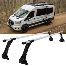 63" Roof Rack Cross Bar Rain Gutters Rails 130LB For Ford Transit 150 250 350 US