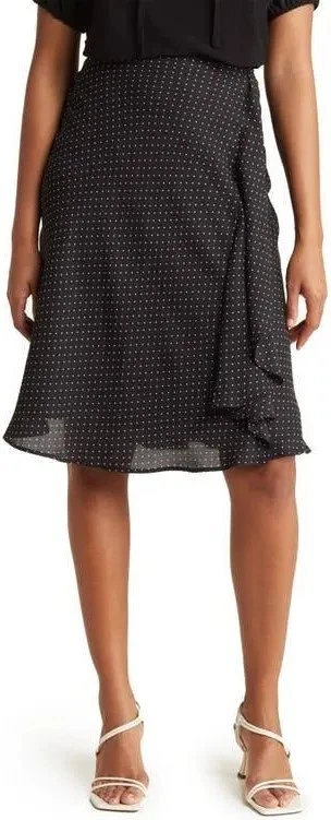 NUEVO CON ETIQUETAS Tahari Mujer Lunares Midi Falda Volantes Talla 14 NUEVA Foto 2 de 4