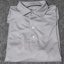 JohnnieO Shirt Men's Small Polo Shirt Golf Black White Geometric Print  EUC
