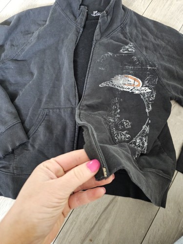 Harley Davidson Sweatshirt Jacket Womens Medium Black Motorcycle Sweater 10 - Picture 4 of 5