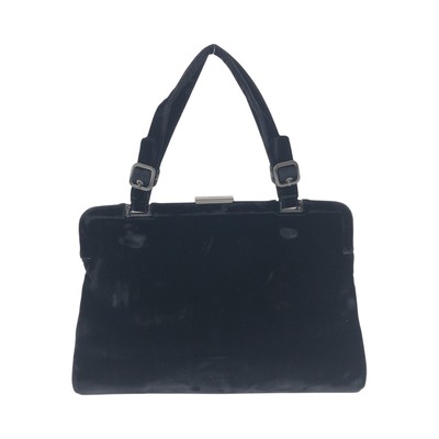 PRADA Velor Tote Bag handbag Black Black SilverHardware Velor