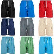 Men Swim Trunks Cargo Swimming Beach Shorts Swimwear Suit 3 Pockets Bathing Suit